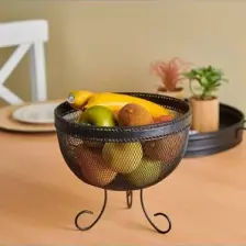 Ang Design Aleyna Ayaklı Metal Meyvelik - Siyah