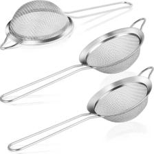 Paslanmaz Çelik 3'lü Çay Süzgeç Bitki Çayı Süzeceği 3 Parça Süzecek Set 8-10-12 cm