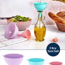 Pratik 3 Boy Huni Seti | 3'lü Huni Seti | 3 Boy Renkli Plastik Huni