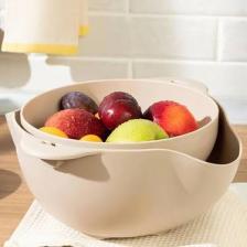 English Home Basic Plastik 2 Parça Süzgeç 20 cm Bej