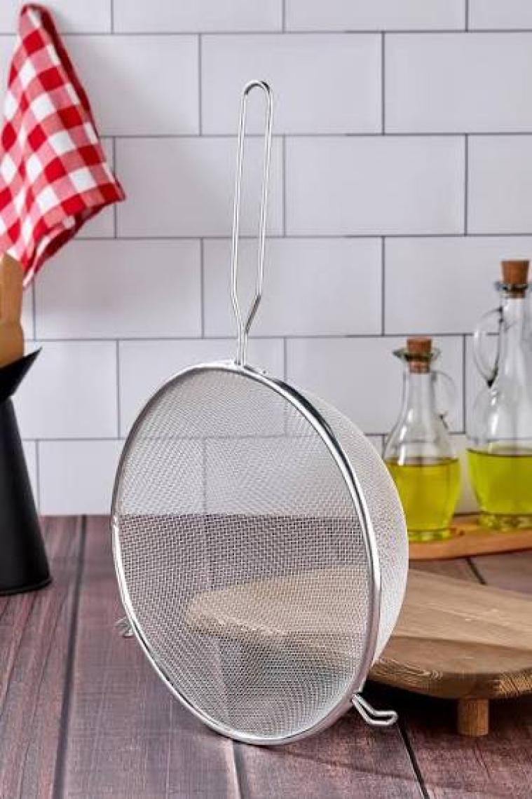 EW's Kitchenware Tencereye Takılan 22 cm Lüks Orta Boy Çelik Tel Süzgeç & Kevgir