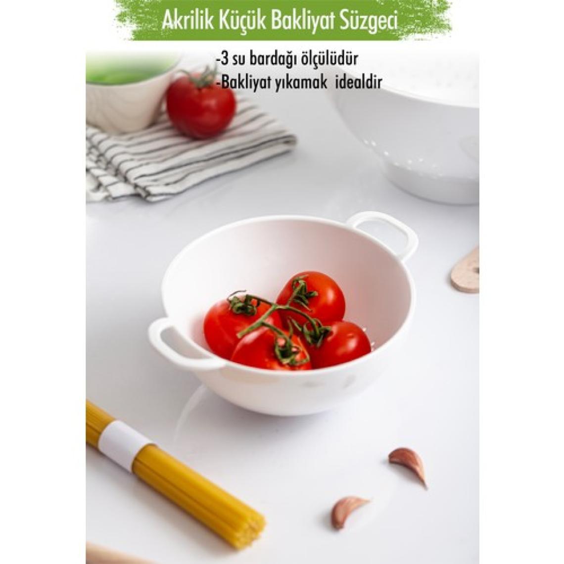 EW's Kitchenware Akrilik Beyaz Mini Pirinç Süzgeçi & Bakliyat Süzgeçi (3 Su Bardağı Ölçülü)