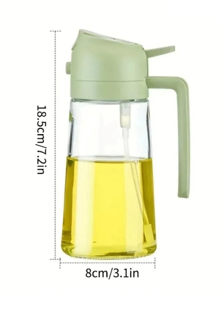 2 Adet Çift Fonksiyonlu Cam Yağdanlık 450ML Zeytinyağı Sıvıyağ Şişe Sprey Airfryer Yağlık Sirkelik