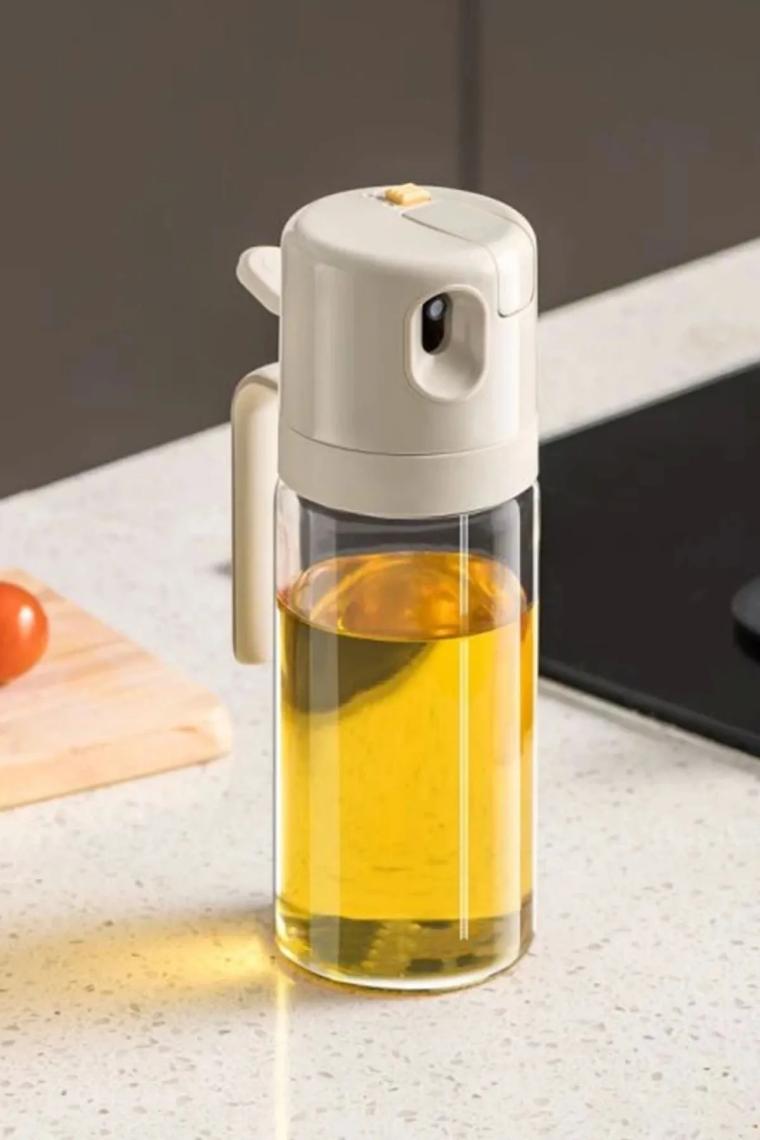 2 Adet Çift Fonksiyonlu Cam Yağdanlık 450ML Zeytinyağı Sıvıyağ Şişe Sprey Airfryer Yağlık Sirkelik