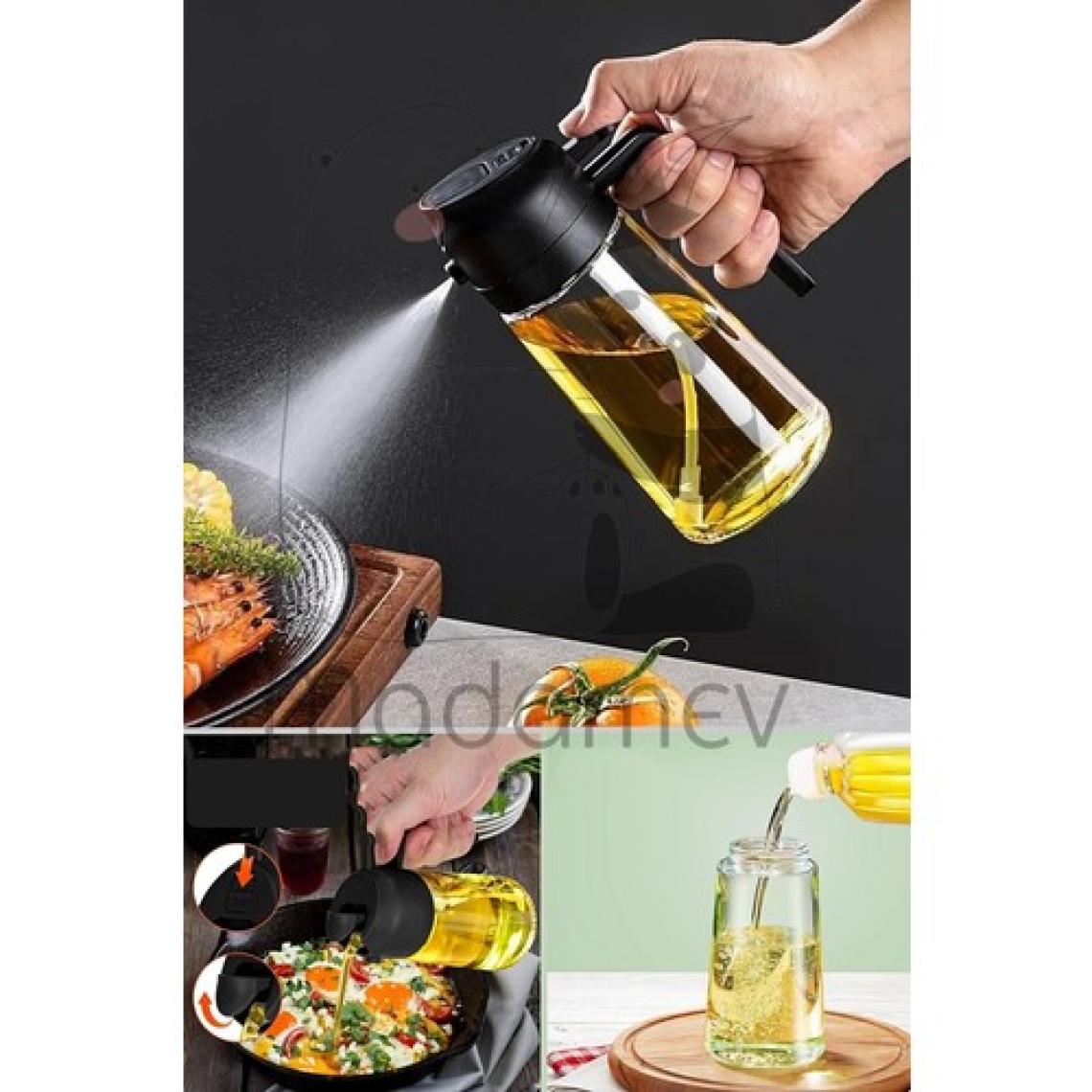 2 Adet Çift Fonksiyonlu Yağdanlık 450ML Zeytinyağı Sıvıyağ Cam Şişe Sprey Airfryer Yağlık Sirkelik
