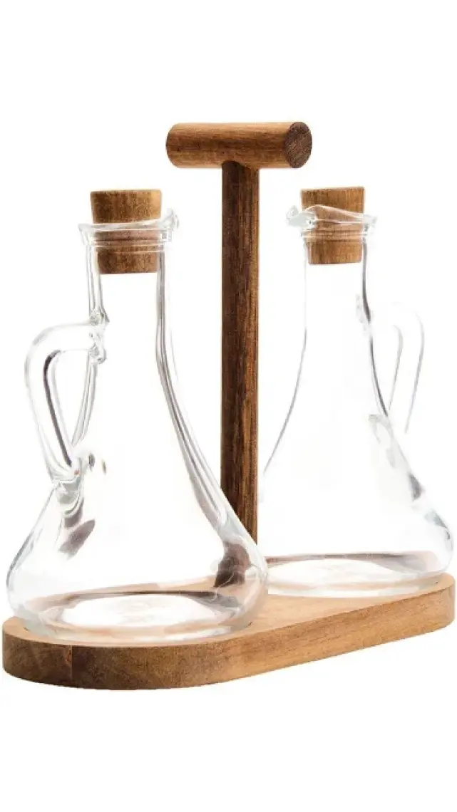 Mien 2'li Yağdanlık Seti - Şeffaf / Kahverengi - 300 ml
