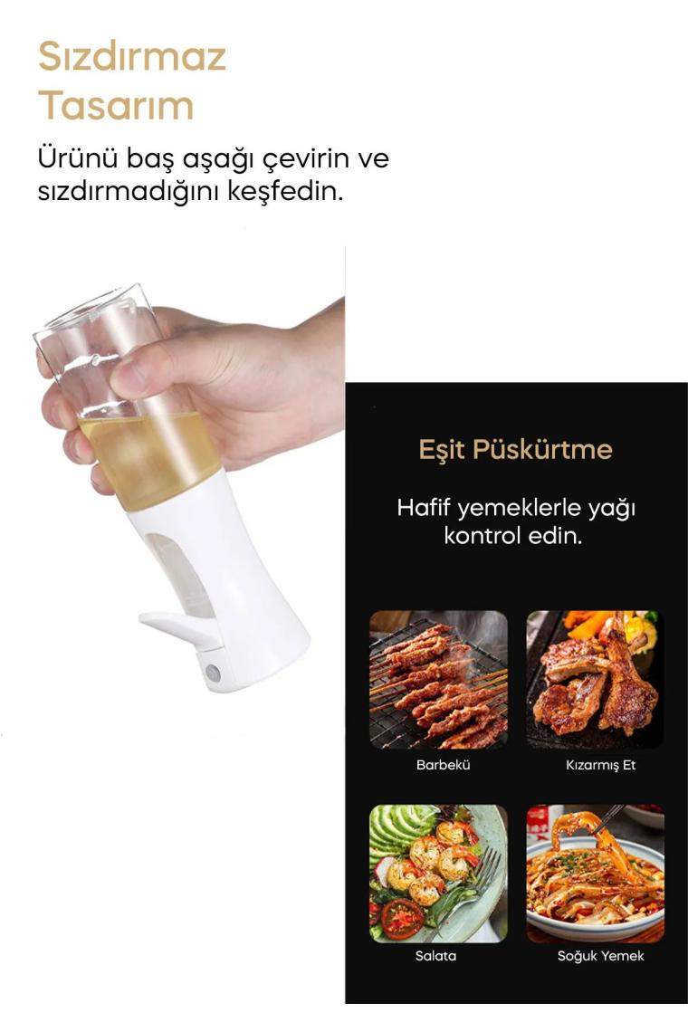 Sprey Yağdanlık Sıvı Yağ Spreyi Yağlık Air Fryer Da Yağ Tasarruf Edin Zeytinyağı Için Beyaz 300ml