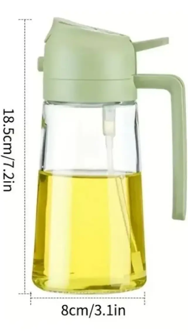 Madamev 2'li Çift Fonksiyonlu Cam Yağdanlık 550ML Zeytinyağı Sıvıyağ Şişesi Airfryer Sprey Yağlık Sirkelik