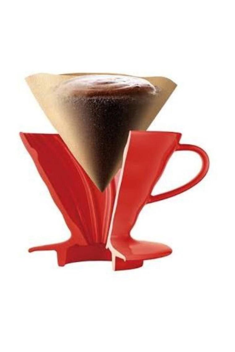 V60 02 Seramik Kahve Demleme Ekipmanı (kırmızı) Ceramic Coffee Dripper V60 02 (red)
