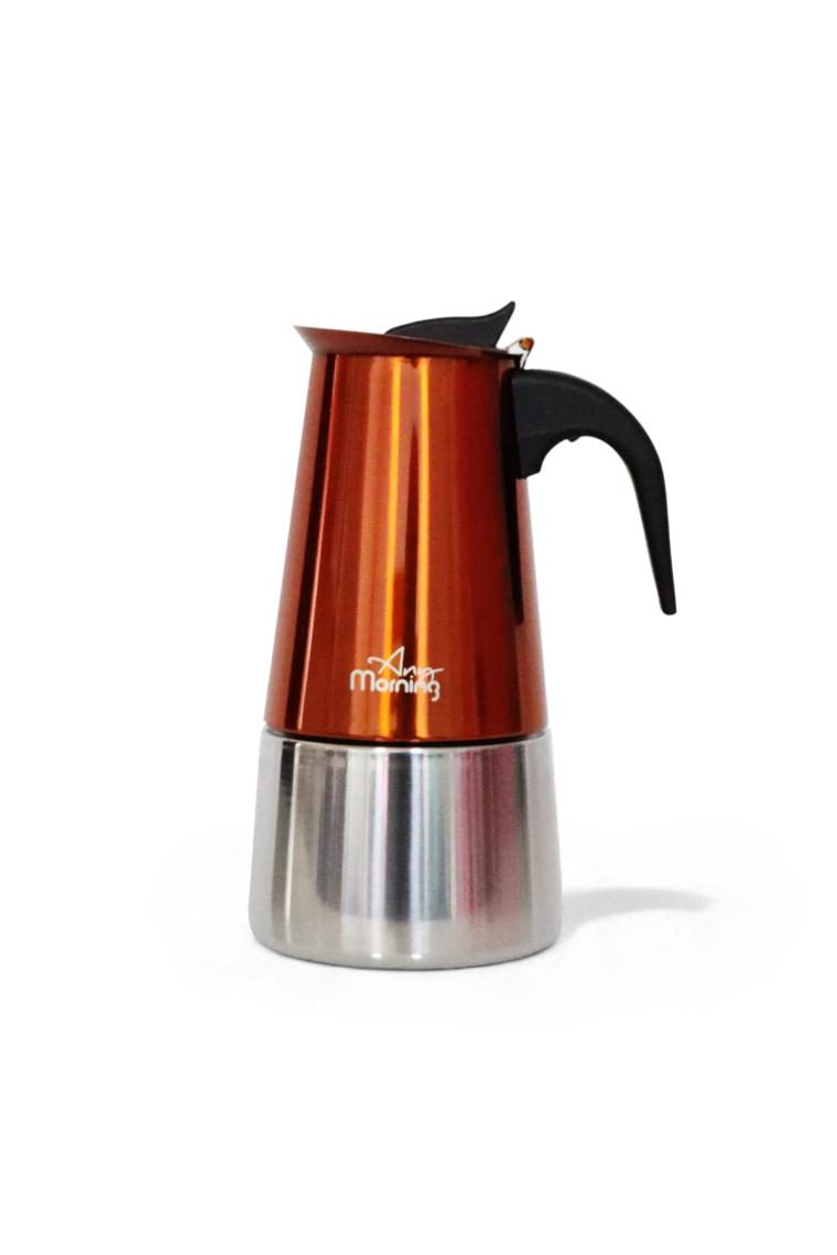 Any Morning FE001-6 Espresso Kahve Makinesi Paslanmaz Çelik Indüksiyonlu Moka Pot 300 ml Bakır