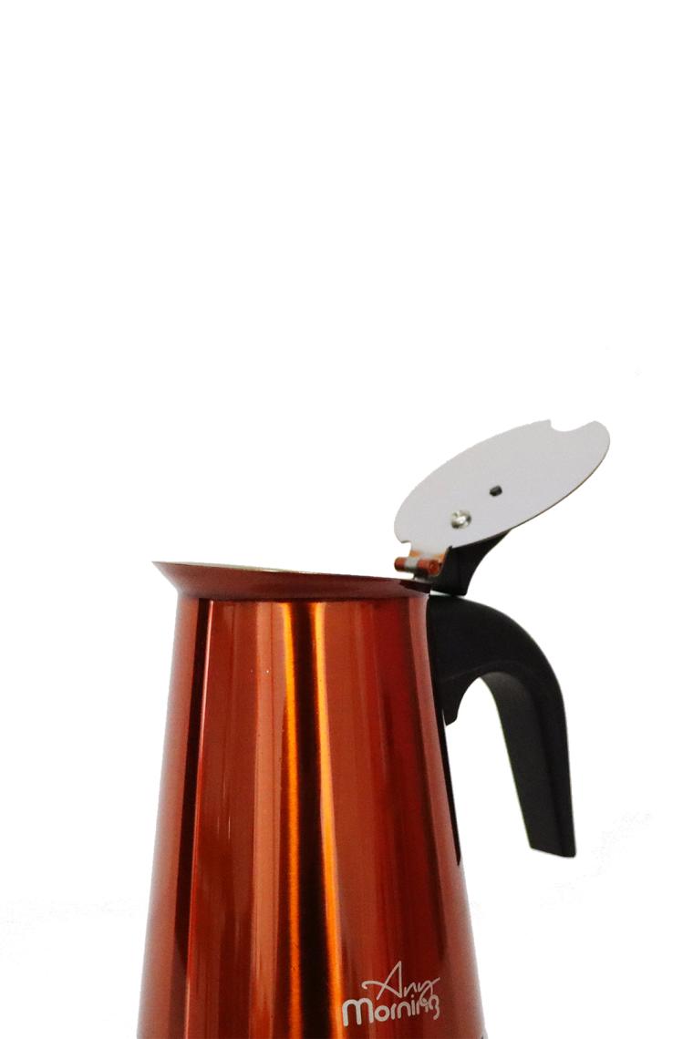 Any Morning FE001-6 Espresso Kahve Makinesi Paslanmaz Çelik Indüksiyonlu Moka Pot 300 ml Bakır