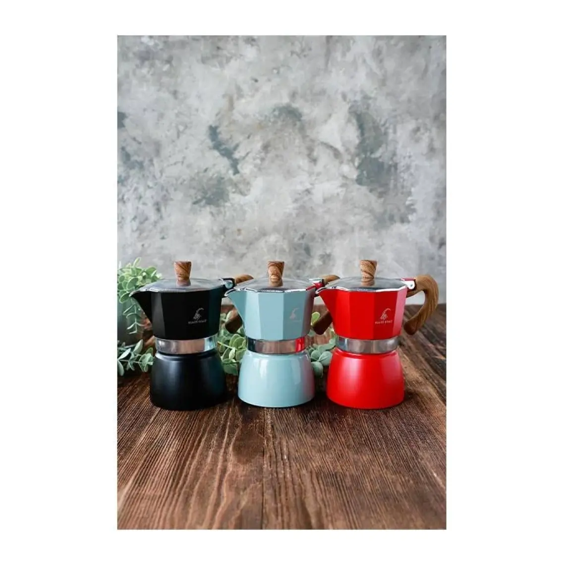 Black Goat 3 Cup Moka Pot -  Siyah