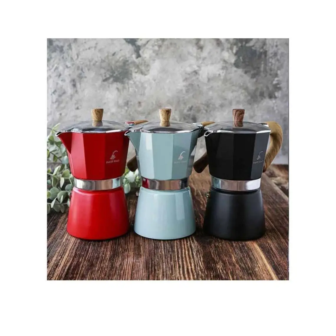 Black Goat 3 Cup Moka Pot -  Siyah