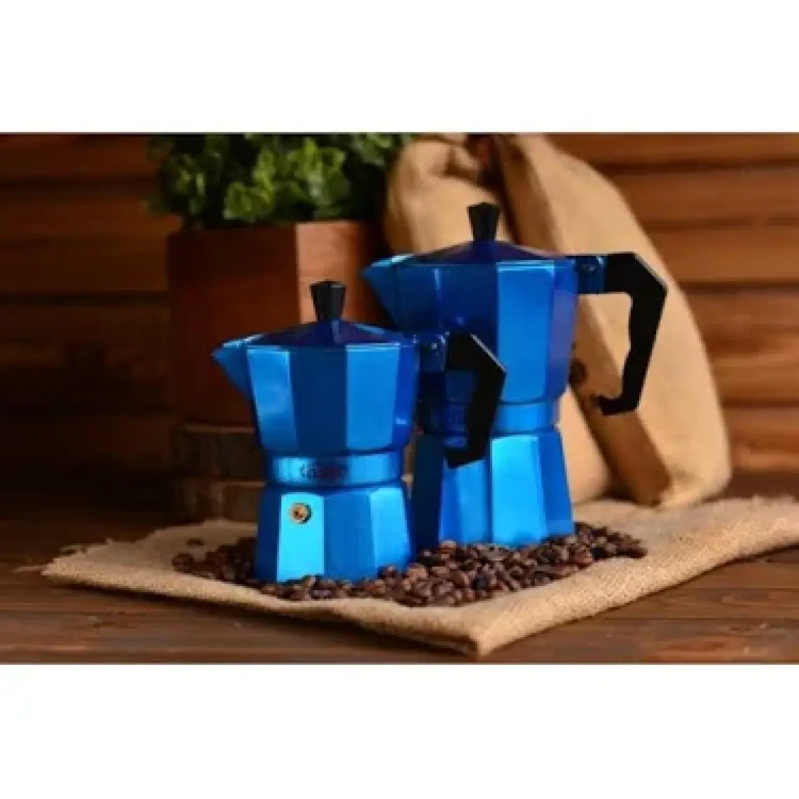 Bambum Taşev Piccolo 6 Fincan Moka Pot Mavi