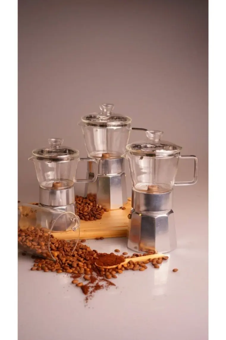 Taşev Silver - Cam Moka Pot 6 Fincan