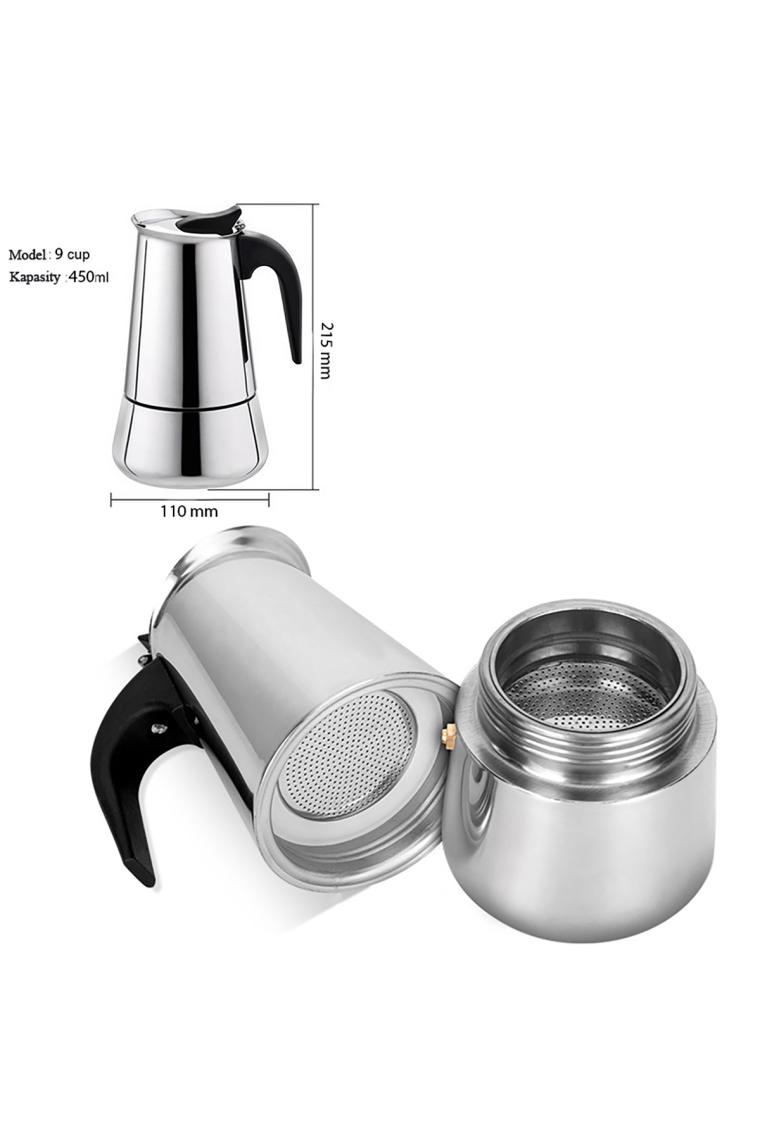 Weather Forecast Paslanmaz Çelik Ocak Üstü 9 Cup Fincan Moka Pot Espresso CIN285-9