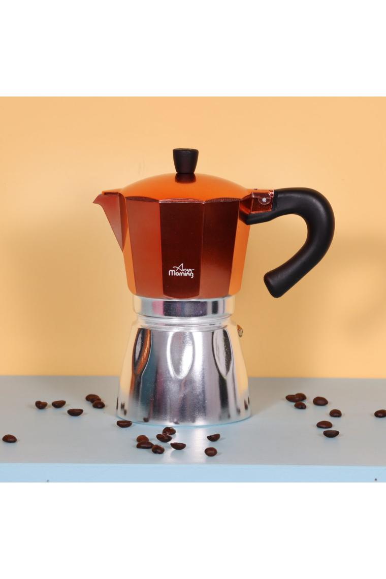 Any Morning Hes-6 Espresso Kahve Makinesi Alüminyum Moka Pot 240 ml Bakır