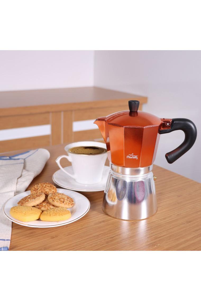 Any Morning Hes-6 Espresso Kahve Makinesi Alüminyum Moka Pot 240 ml Bakır