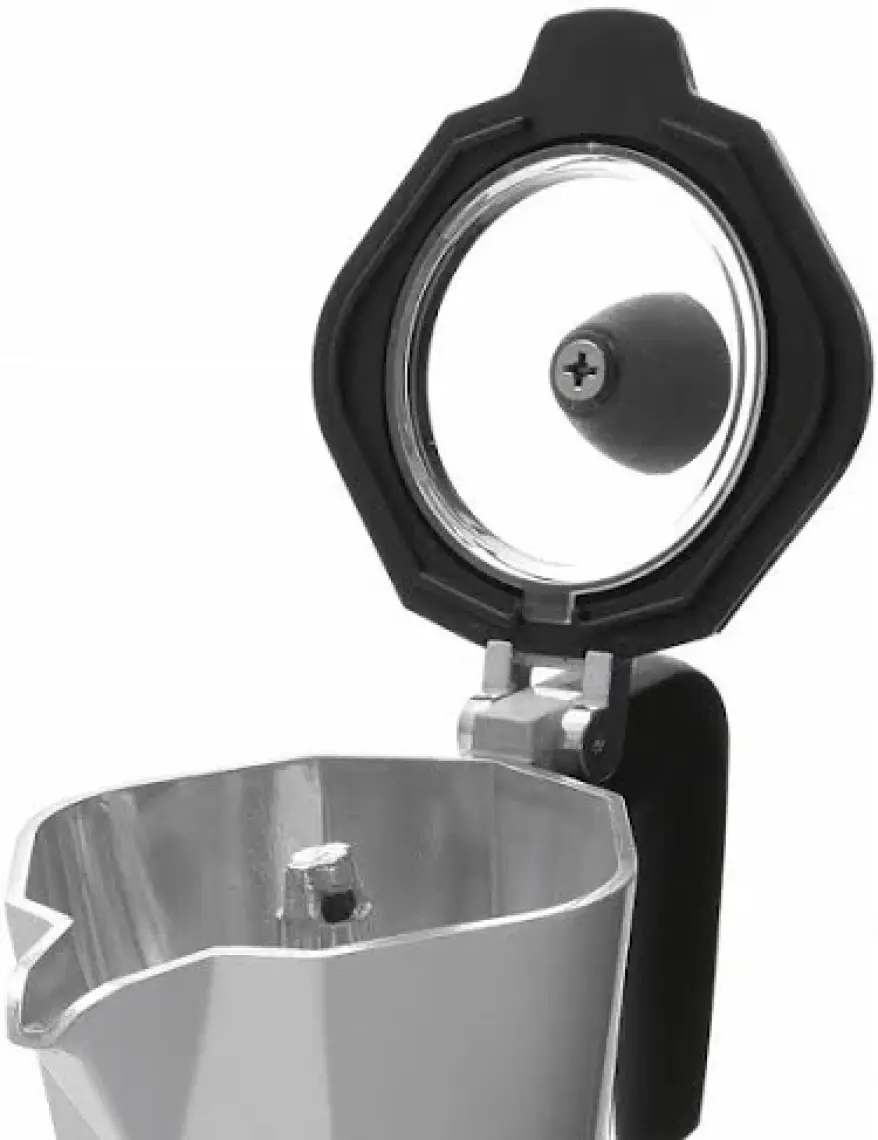 Pedrını Moka Pot 3 Cups Siyah Beyaz Şeffaf Kapaklı