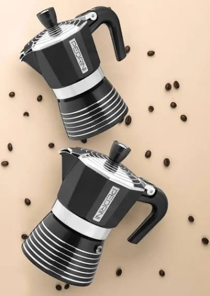 Pedrını Moka Pot 3 Cups Siyah Beyaz Şeffaf Kapaklı