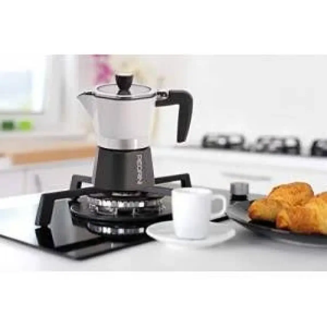 Pedrını Moka Pot 3 Cups Siyah Beyaz Şeffaf Kapaklı