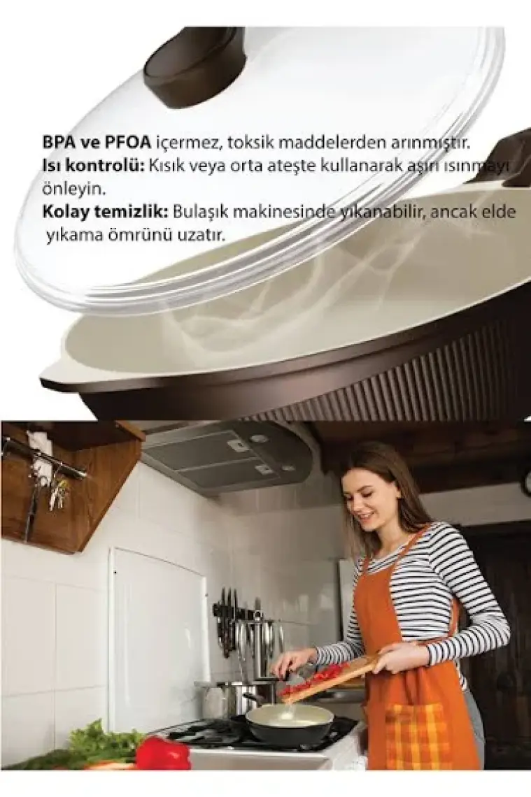 Kochler Prosteam 6 Katmanlı Granit Tava 26 cm - Airfrey Yanmaz Yapışmaz Tava