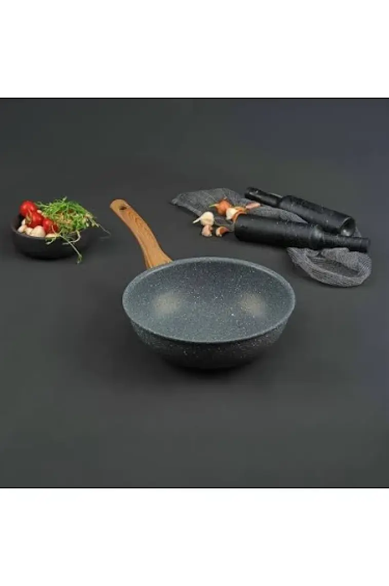 Leydi Marble Natura Granit Wok Tava 26 cm