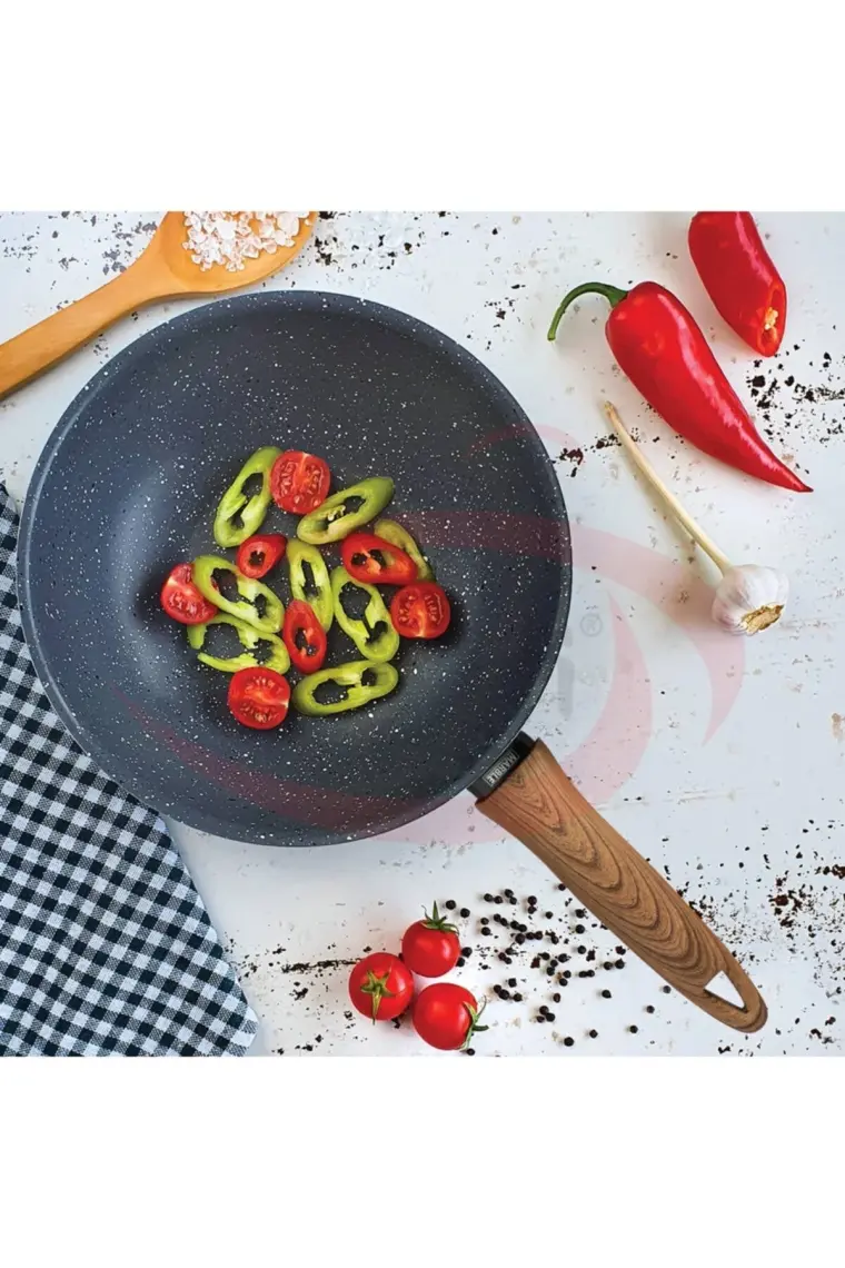 Leydi Marble Natura Granit Wok Tava 28 cm