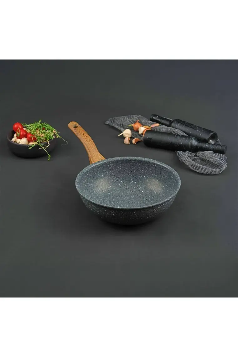 Leydi Marble Natura Granit Wok Tava 28 cm