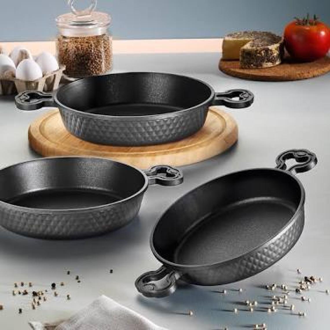 Fecra Bio Casting 3 Parça Döküm Granit Sahan Seti Siyah