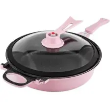 PPP 3261 32Cm Bio Granit Vakumlu Cam Kapaklı Çift Taraflı Tava