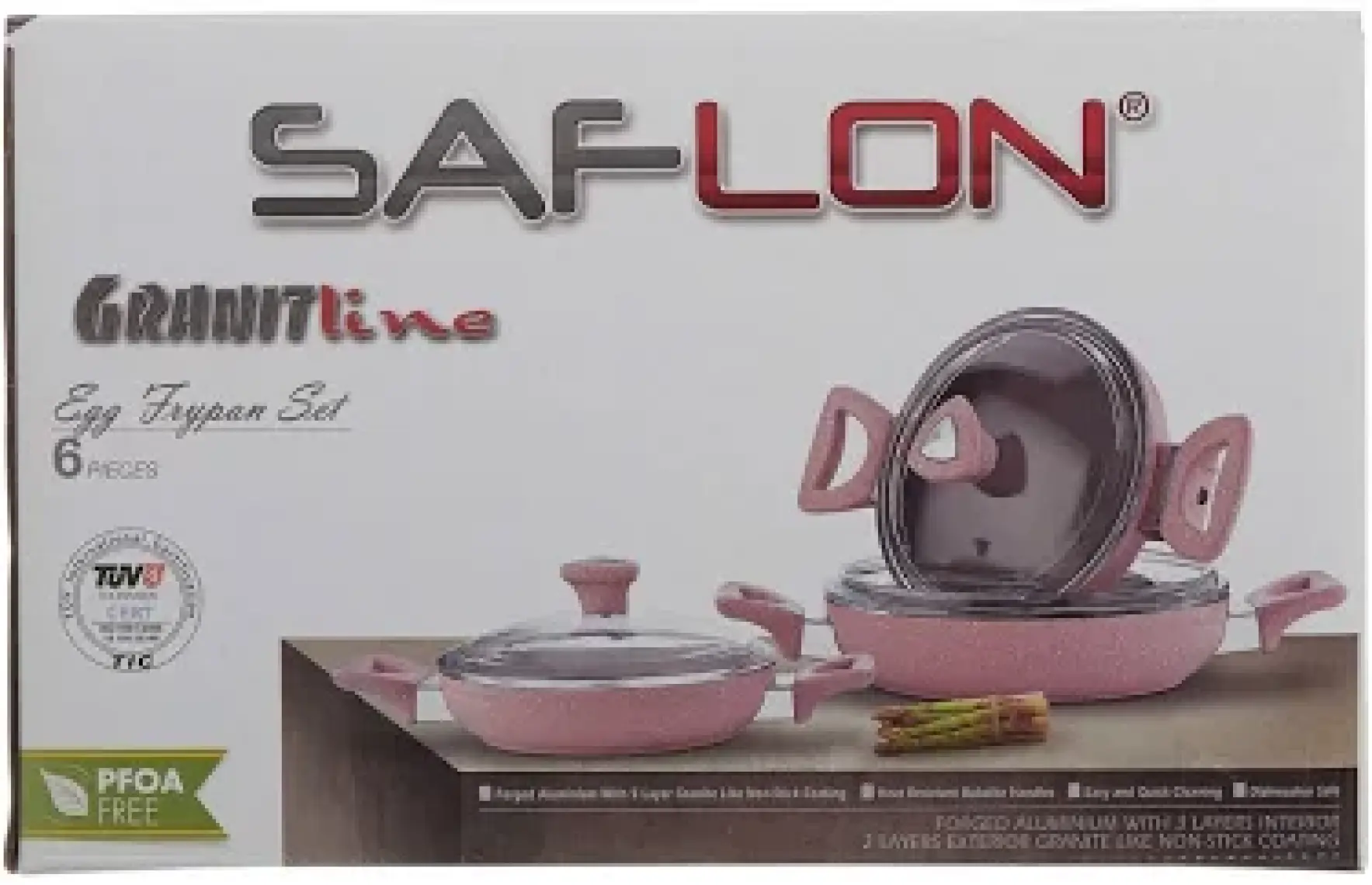 Saflon Granit Omlet Set 6 Parça Kahve