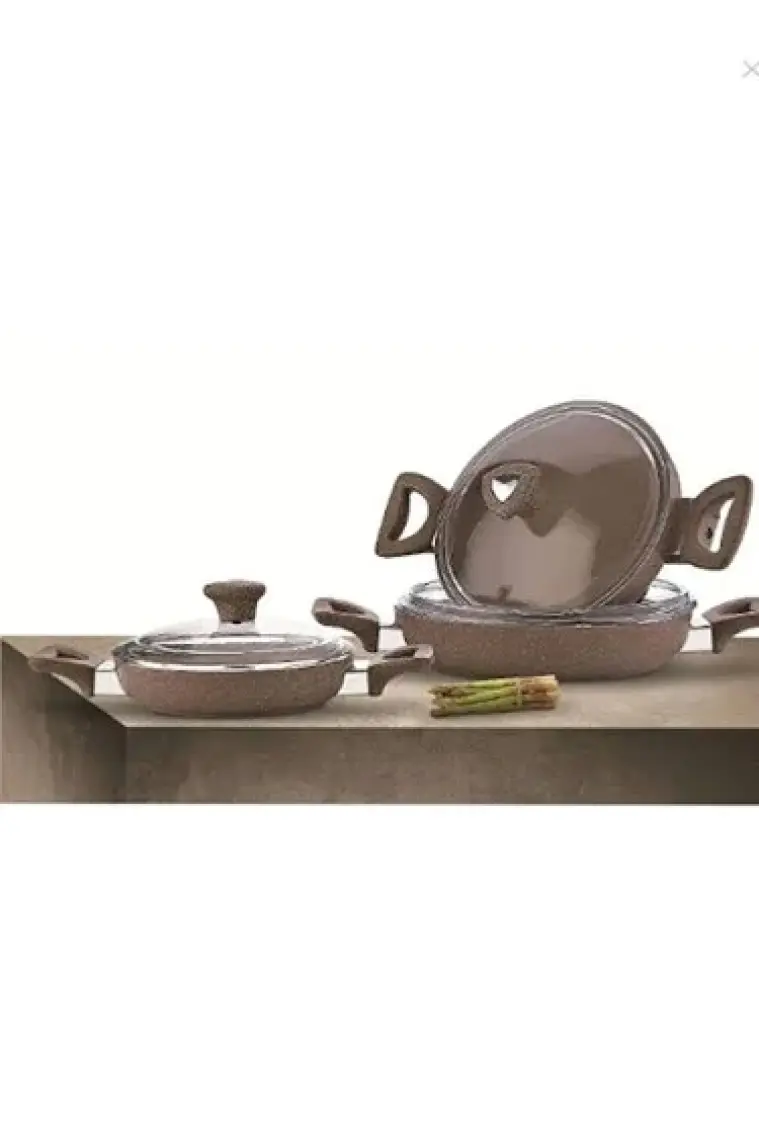 Saflon Granit Omlet Set 6 Parça Kahve