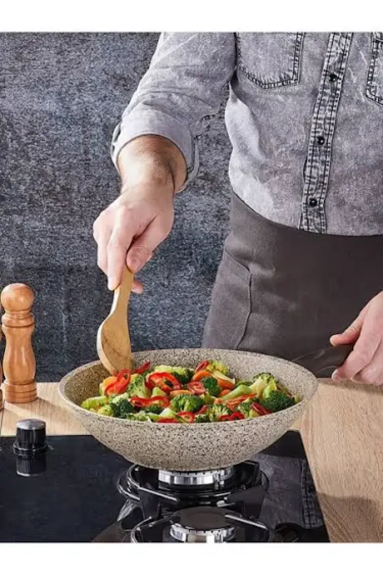 Falez Creamy Granit Wok 28 Cm Tava
