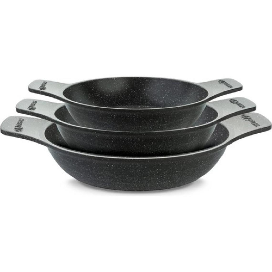Thermoad Döküm Saplı Güveç Sahan Set |3 Parça |Gri |18cm-20cm-22cm
