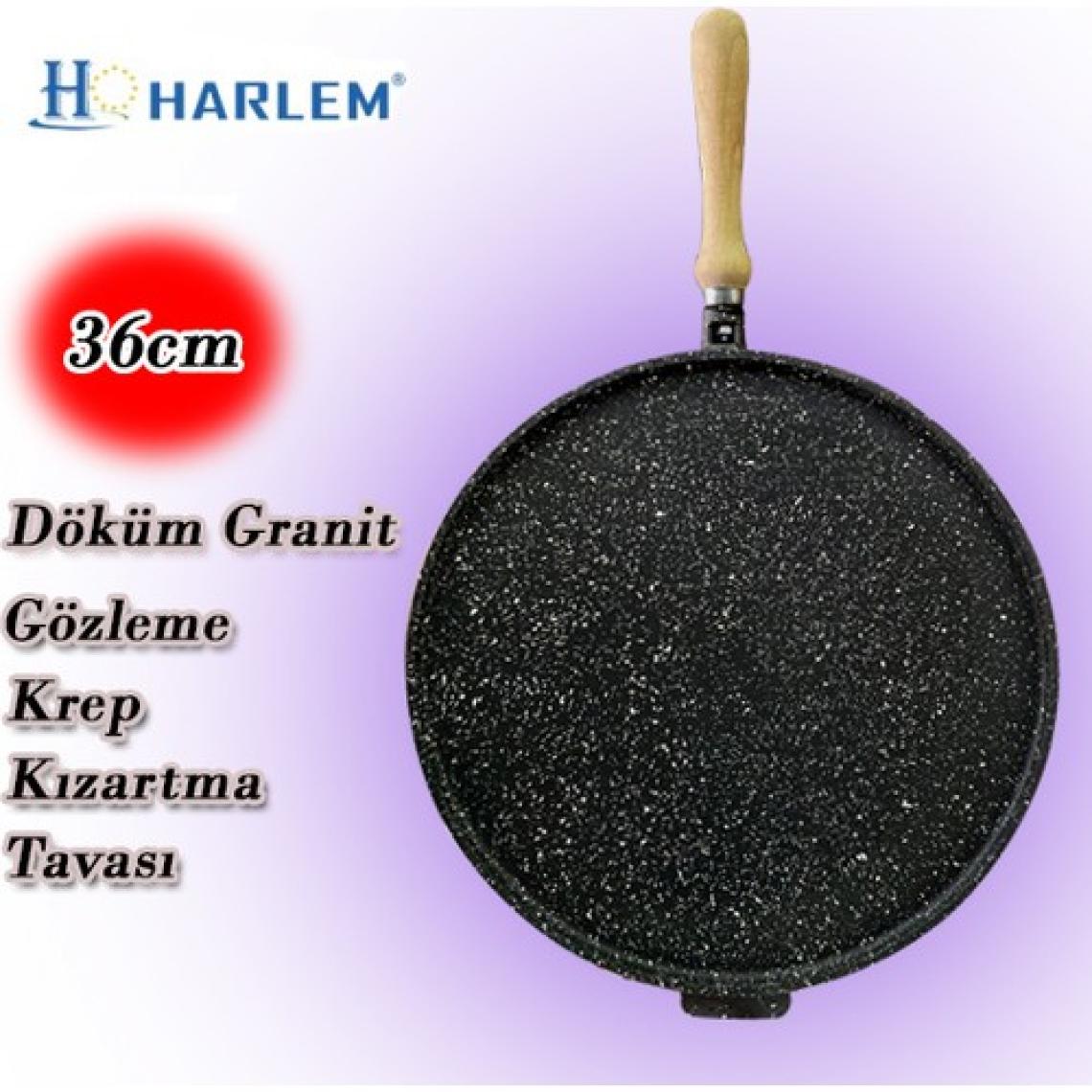 Harlem HGT-36S 36CM Döküm Granit Tava Gözleme Tavası, Krep Tavası, Kızartma Tavası