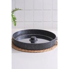 MaisonArt Balık Tavası 34 cm Kapaklı Tava Granit Bazlama Börek Tavası