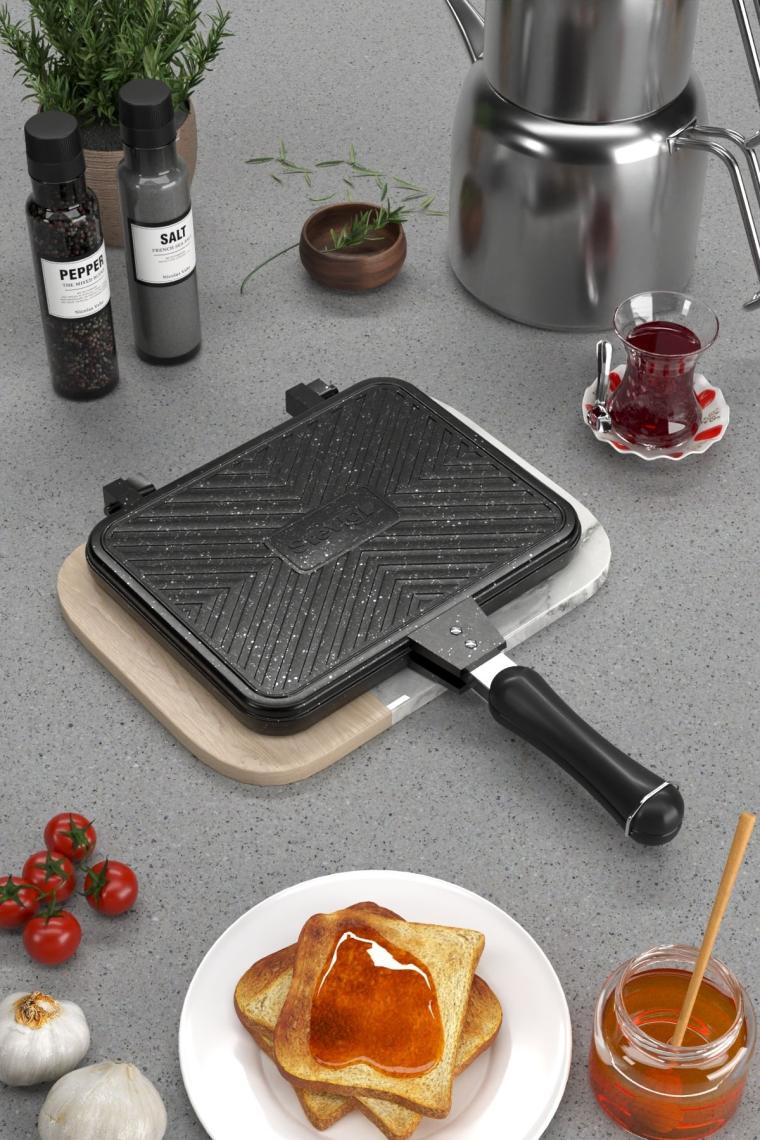 Usta Tostçu Granit Döküm Ocak Üstü El Tost Makinesi St-101