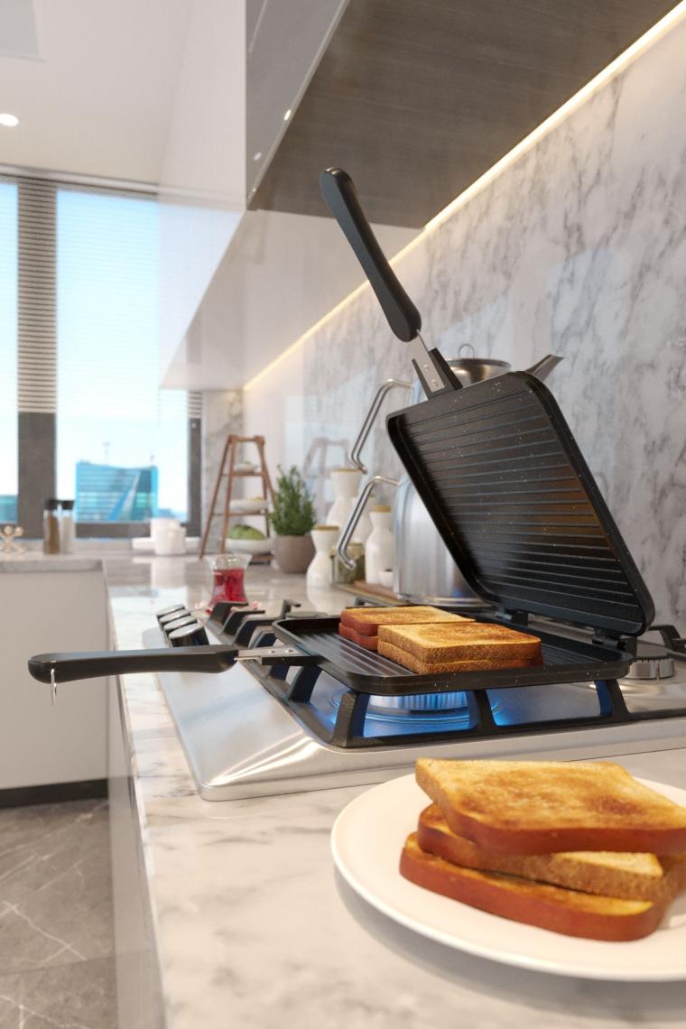 Usta Tostçu Granit Döküm Ocak Üstü El Tost Makinesi St-101