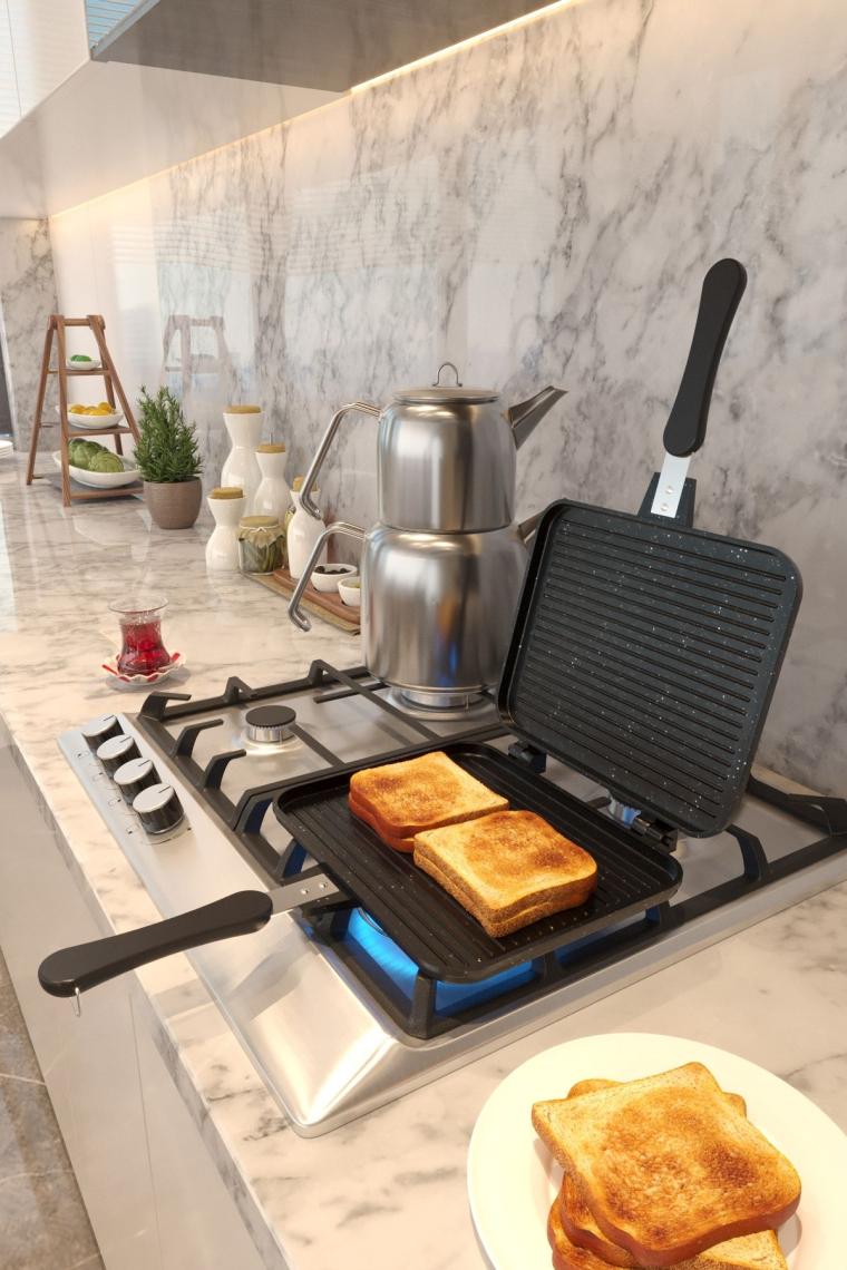 Usta Tostçu Granit Döküm Ocak Üstü El Tost Makinesi St-101