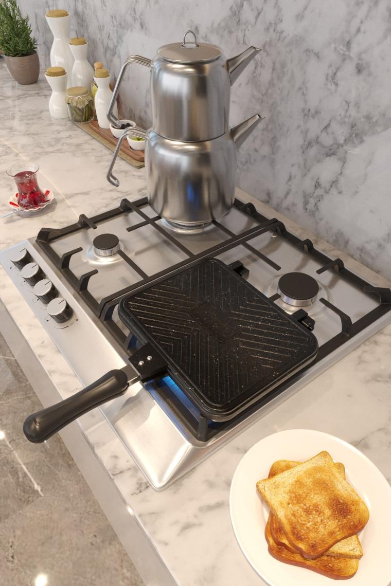 Usta Tostçu Granit Döküm Ocak Üstü El Tost Makinesi St-101
