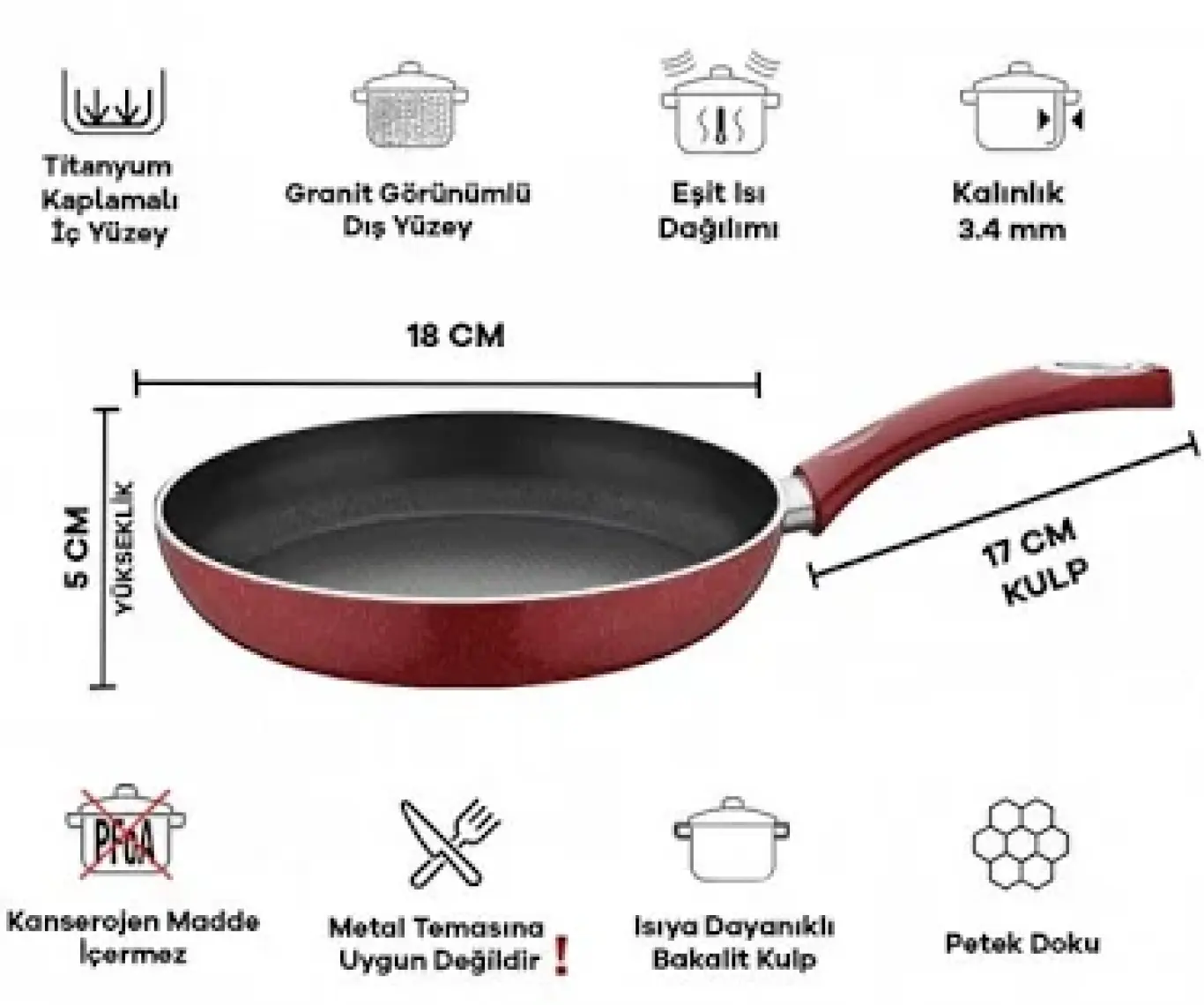 Taç Granit Tava 22 Cm