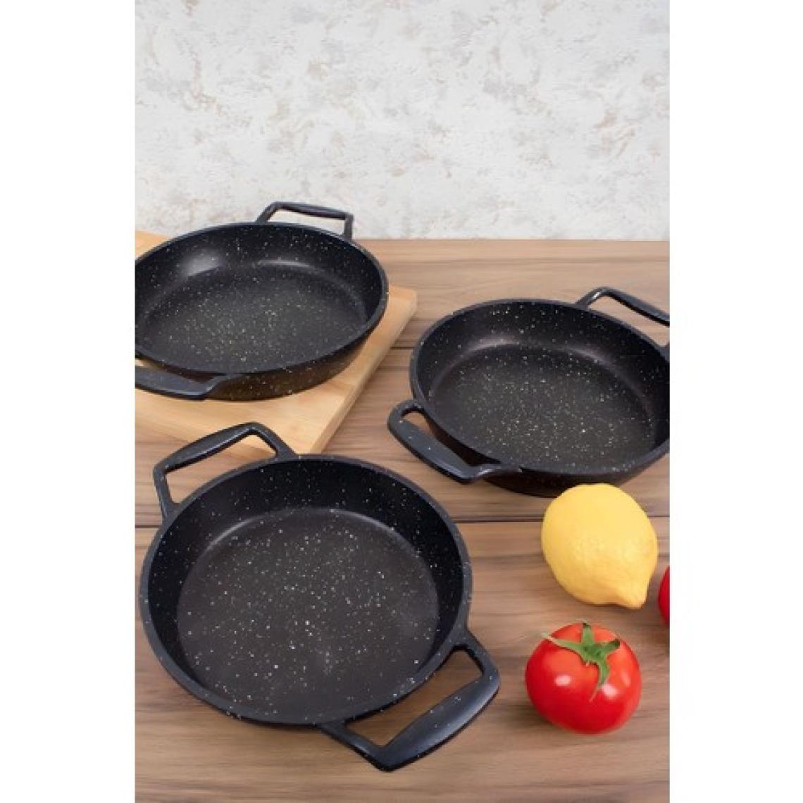 Esivitalia Döküm Granit 3'lü Sahan 18-20-22 cm Siyah
