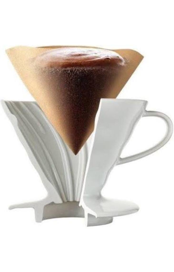 Black Goat V60 02 Beyaz Seramik Dripper - Black Goat V60 02 White Ceramic Dripper