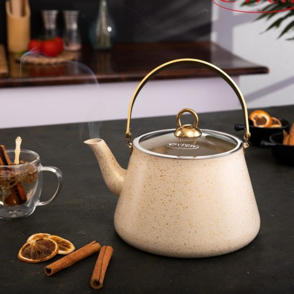 Evren Cream Bakraç Bitki Çayı Demliği 1 Lt, Çay Bitki Çaydanlığı Küçük Boy 1 Lt