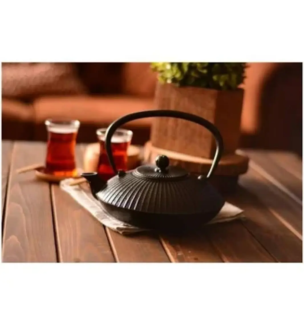 Taşev T0587 Mate Döküm Demlik 1150 ml Siyah çaydanlık