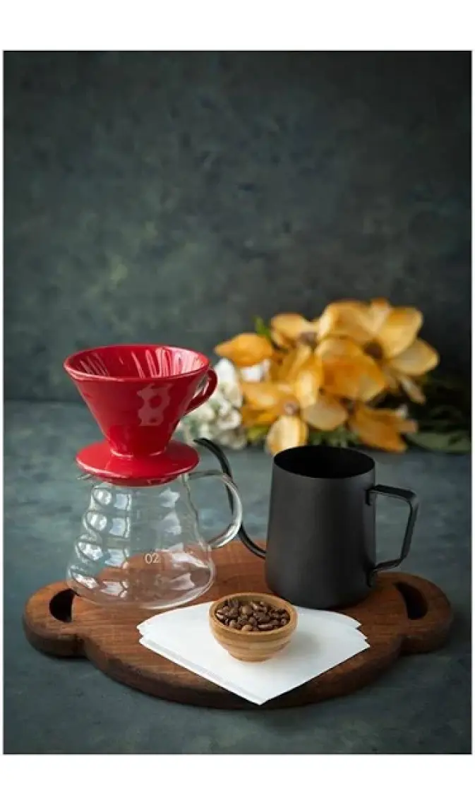Black Goat V60 02 Dripper Ceramic (Red) - Seramik Kahve Demleme V60 02 (Kırmızı)