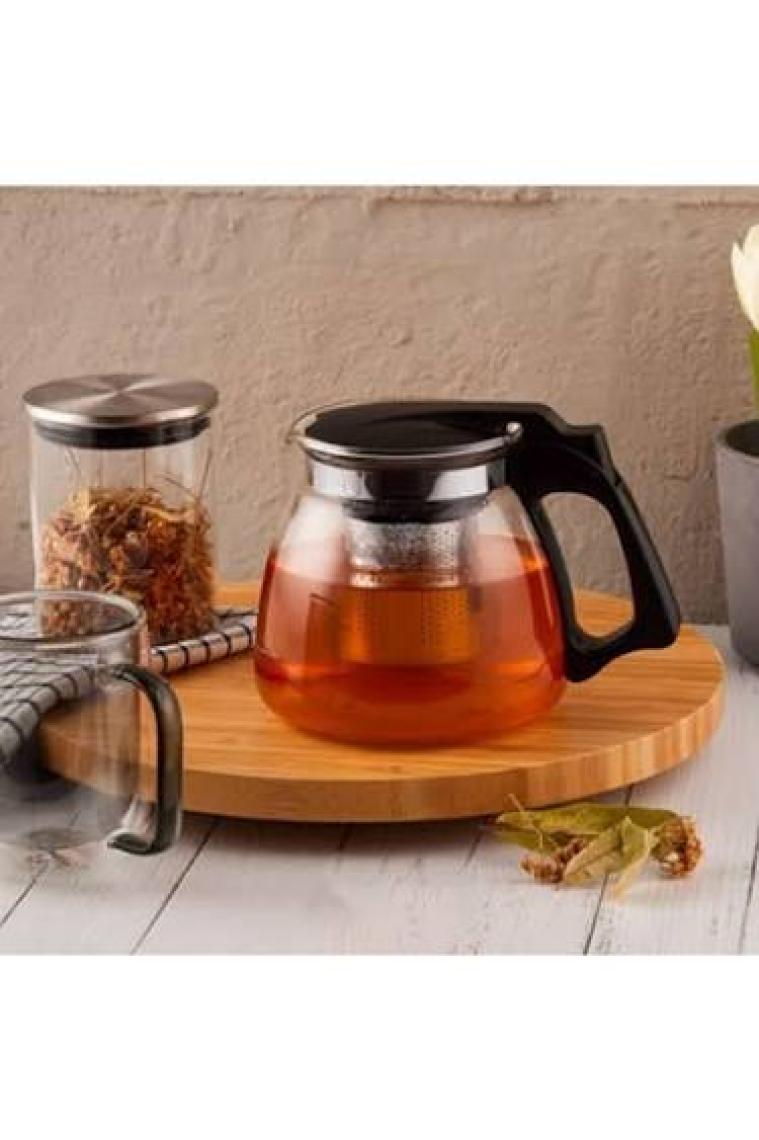 Yakut Çelik Süzgeçli Cam Demlik 900 ml.