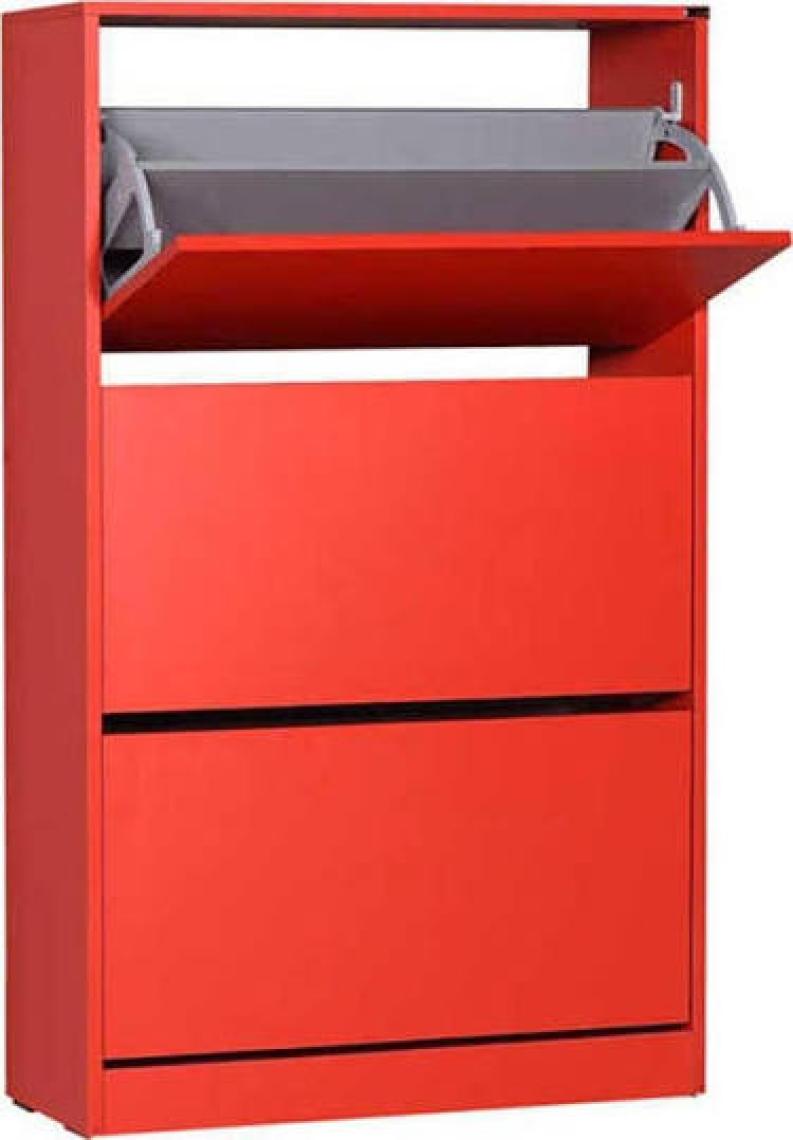 Adore Flat Duo 3 Katlı Geniş Ayakkabılık Dolabı - Kırmızı