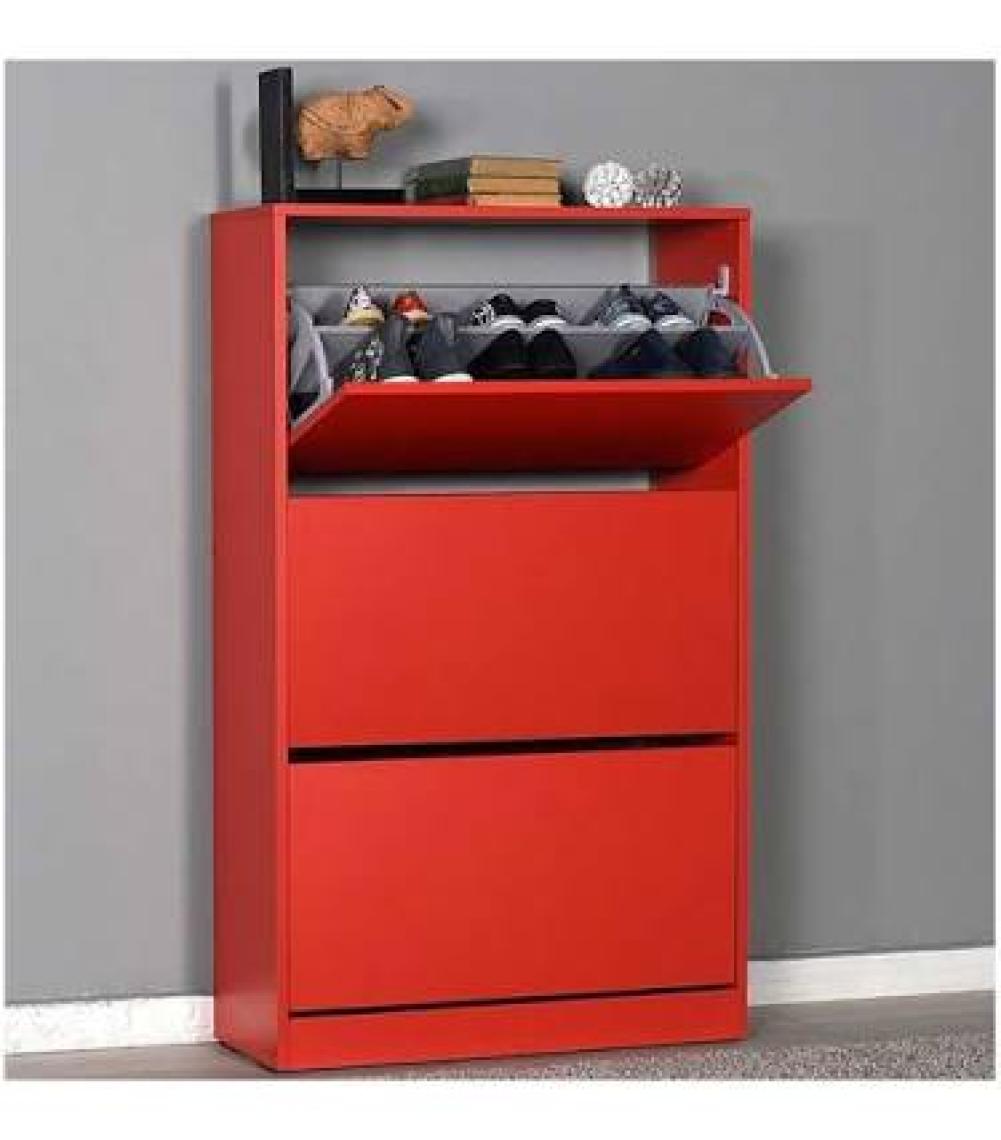 Adore Flat Duo 3 Katlı Geniş Ayakkabılık Dolabı - Kırmızı